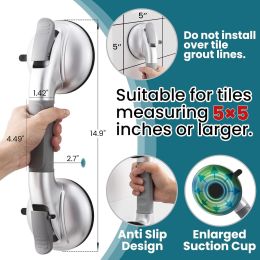 Grab Bars for Bathtubs and Showers,2 Pack Shower Handles for Elderly Suction,Maximum 330lbs,Shower Bar with Upgraded Rubber Suction Cups