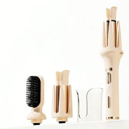 Automatic Curling Iron Rotating -3-in-1 Self Curling Hair Curler With 3 Barrel Sizes For Loose Waves To Tight Curls, Negative Ion Ceramic, Anti-T (Option: Beige)