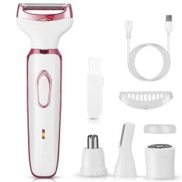 4 In 1 Electric Razor For Women Painless Grooming Kit Rechargeable Eyebrow Nose Hair Pubic Hair Bikini Trimmer Face Shaver (Option: RazorforWomen)