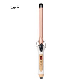 LCD Curlers Electric Single Tube Ceramic Glaze Pear Flower Cone Professional Roller Adjustment Temperature Hair Curl Irons Tools (Color: 22MM, size: EU)
