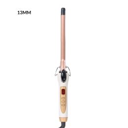 LCD Curlers Electric Single Tube Ceramic Glaze Pear Flower Cone Professional Roller Adjustment Temperature Hair Curl Irons Tools (Color: 13MM, size: EU)
