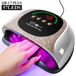 Professional UV LED Nail Lamp, LIMEGIRL Nail Dryer for Gel Polish, 4 Timers UV Nail Lamp Professional Nail Light,57Pcs Lamp Beads and Automatic S (Color: MJD-C7-2-White-US)