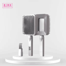 3D Self-cleaning Deluxe Rectangular Hair Brush (Color: White)